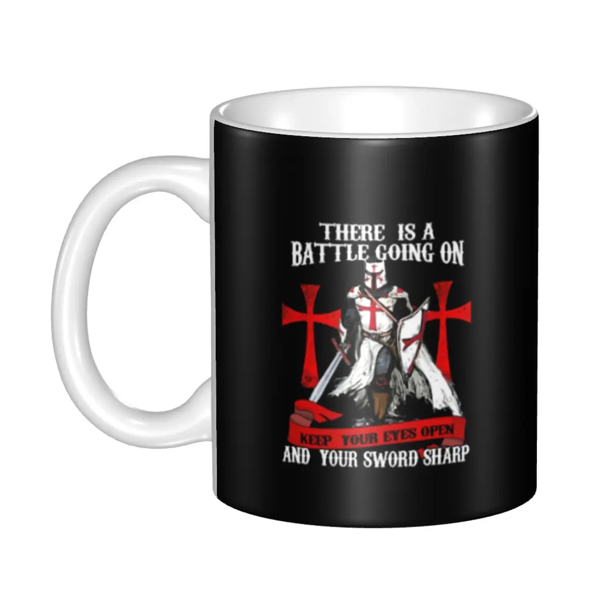 Knights Templar Warrior Mugs Custom Medieval Templar Shield Cross Ceramic Coffee Mug Creative Present