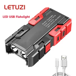 Portátil USB recarregável LED alta potência lanterna, forte luz tocha, acampamento ao ar livre, banco de energia de emergência, 18650 bateria