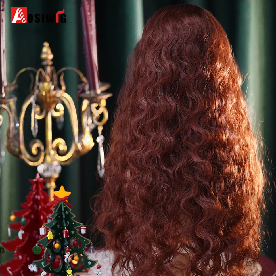 Aosiwig synthetische lange Retro lockige Haar Perücken Lolita lockiges Haar mit Pony für Frauen Halloween Cosplay Perücke