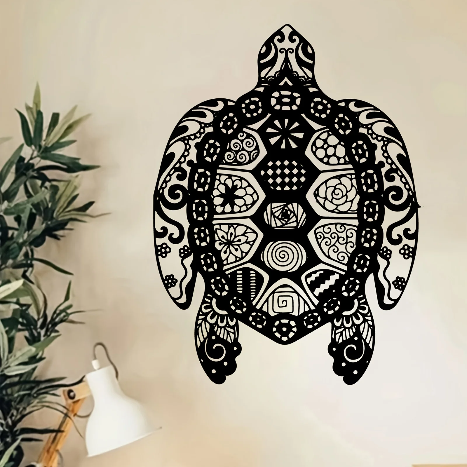 Mandala Sea Turtle Iron Wall Art Boho Ornate Metal Sculpture Rustproof Indoor Living Room Rustproof Hanging Decor Gift Ornament
