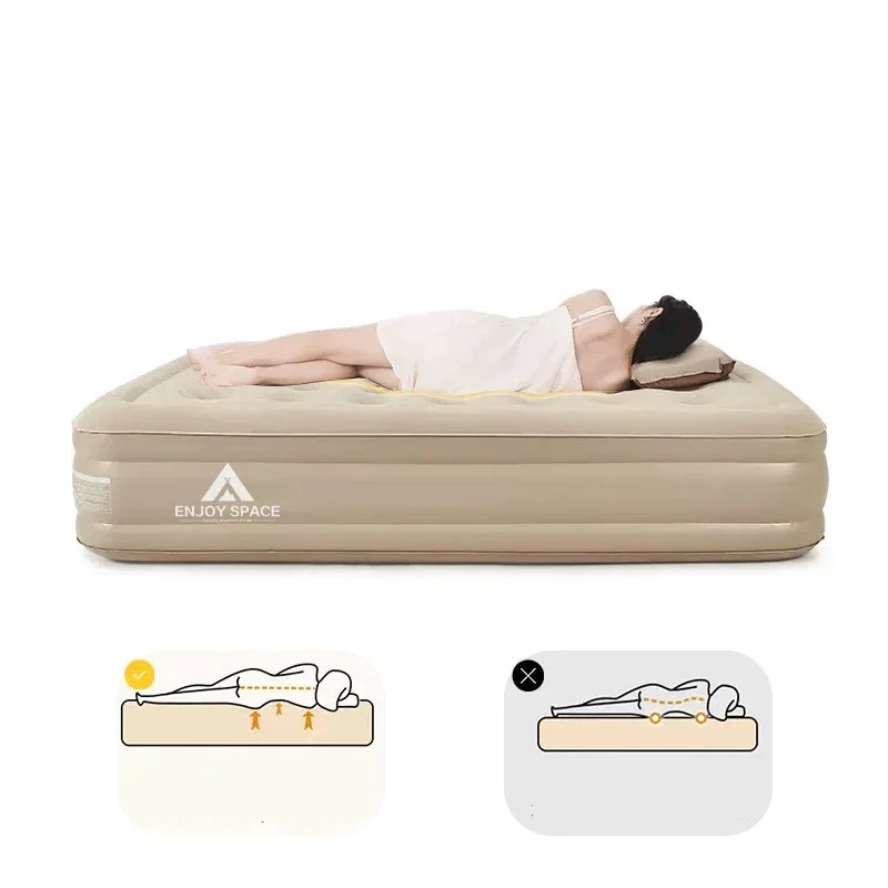 Outdoor Air Automatic Mattress Heightened Single Double Bed Mat Inflatable Cushion Relaxing Sunbed for Beach Camping Tent