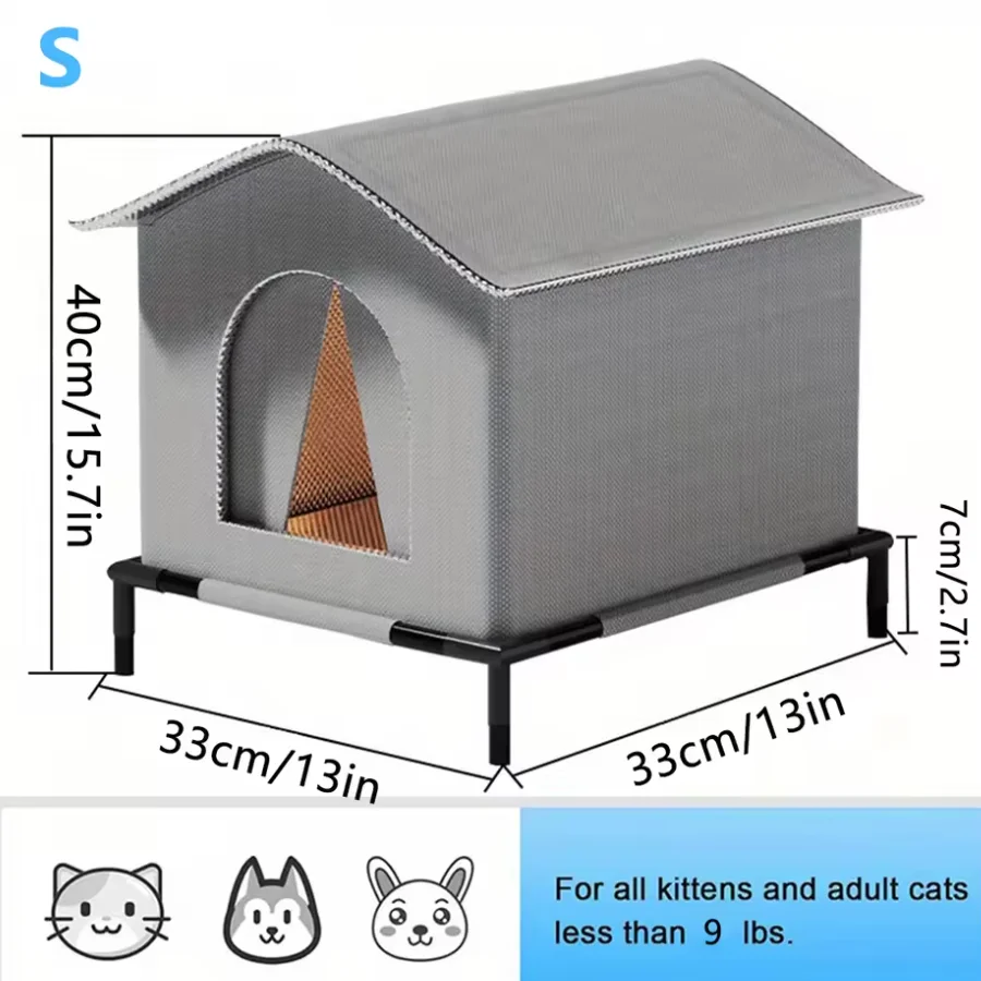 

Stray Cat Houses with Mat Waterproof Winter Warm Shelter Foldable Pet Cave Nest Sleeping Beds for Outdoor Cats Small Dog Puppy