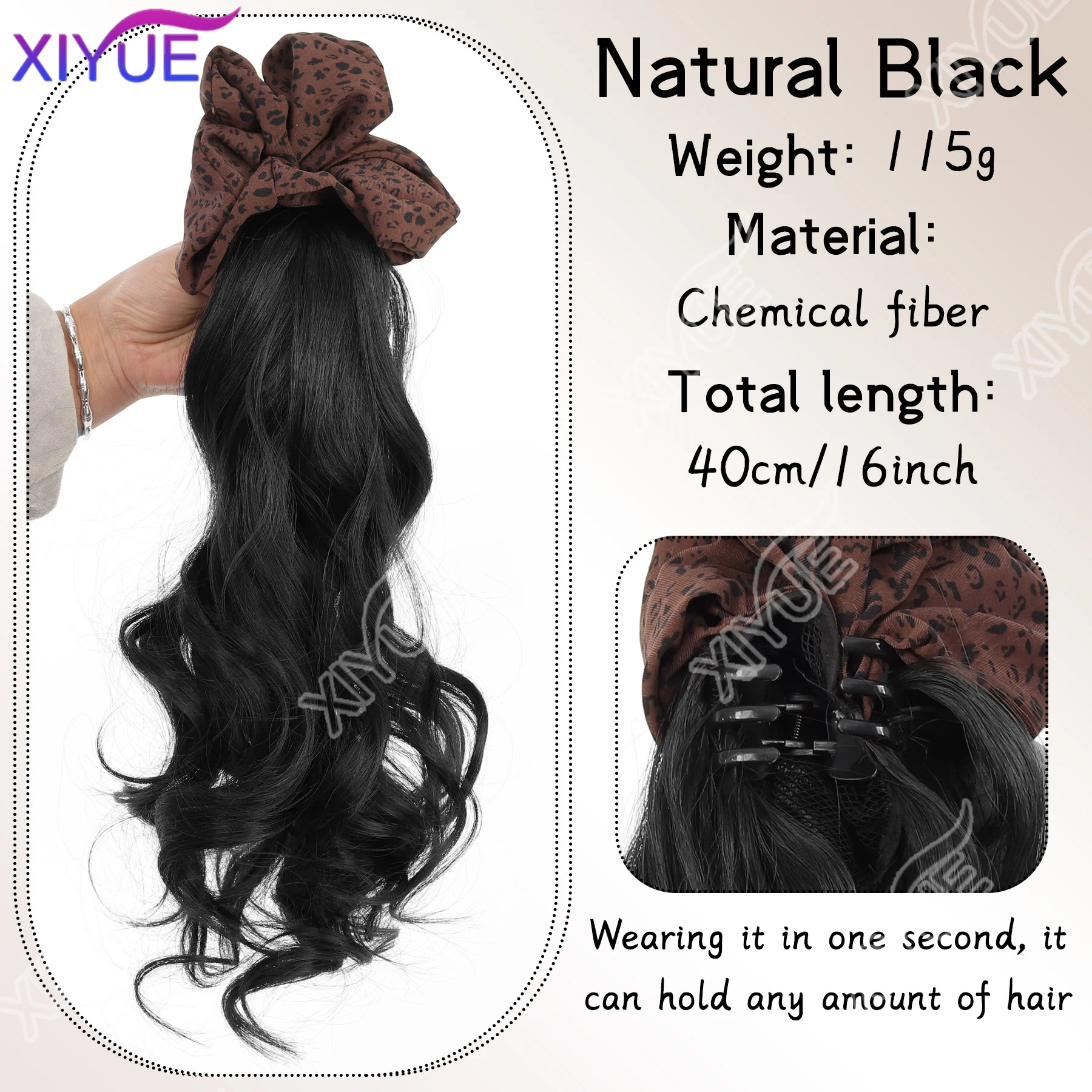 XY Synthetic Ponytail Wig Leopard Hair Accessories Ponytail Female Korean Fluffy Curly Hair Wig Autumn and Winter Curly Ponytail