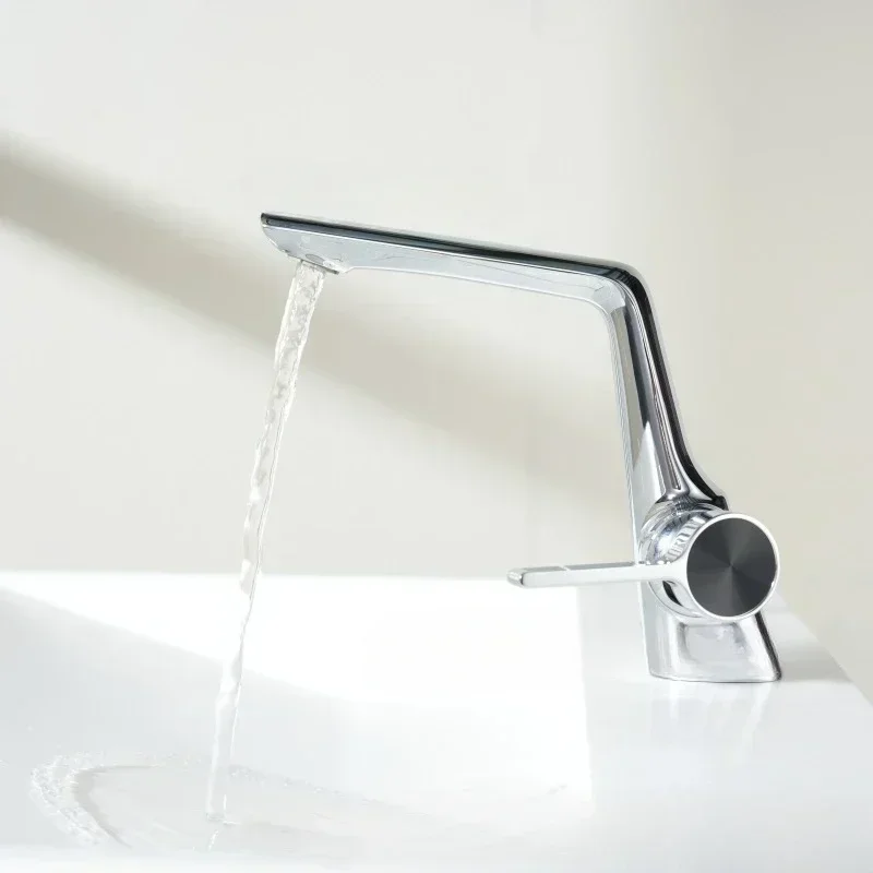 Grifo monomando de lavabo de agua fría y caliente de un solo orificio de aleación Ainc, grifo de lavabo con manguera para Baño