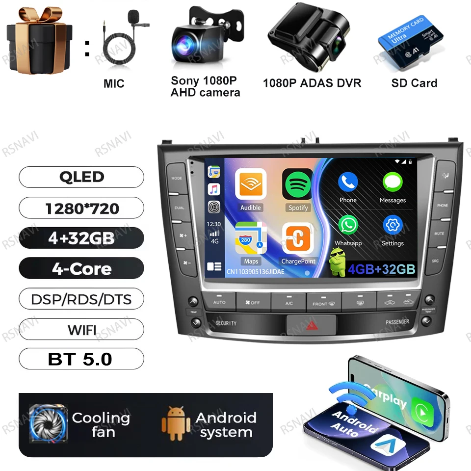 Auto radio Android 16 voor Lexus IS250 IS300 IS200 IS220 IS350 2005 - 2012 4G LTE DVD autoradio videospeler draadloze Carplay Auto