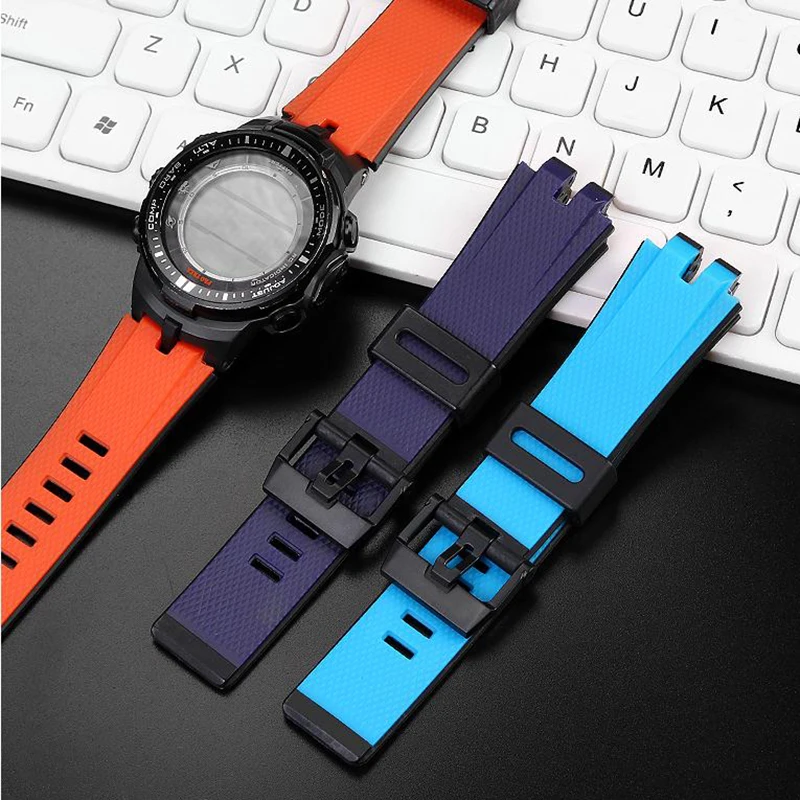 Silicone Watch Band For CASIO PROTREK PRW-6000/6100/3000 /3100 PRG-300 Outdoor Mountaineering Rubber Strap Men Accessories 24mm