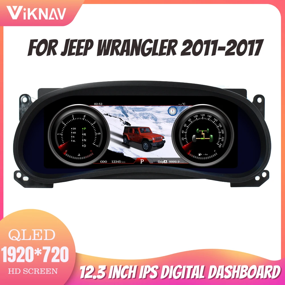 

12.3 Inch Linux Car LCD Dashboard Panel Virtual CockPit Speedometer For Jeep Wrangler 2011-2017 Digital Cluster Instrument