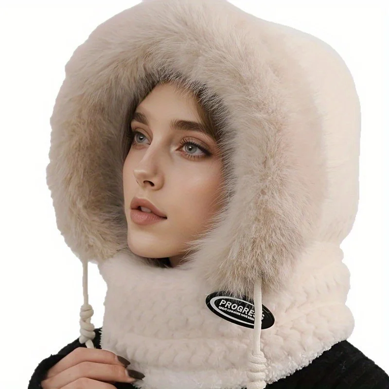 مجموعة وجه Lei Feng مقاومة للرياح سميكة باللون الأسود/الأبيض من الفرو الصناعي غير مضمونة - قناع ركوب الدراجات المقاوم للبرد #5