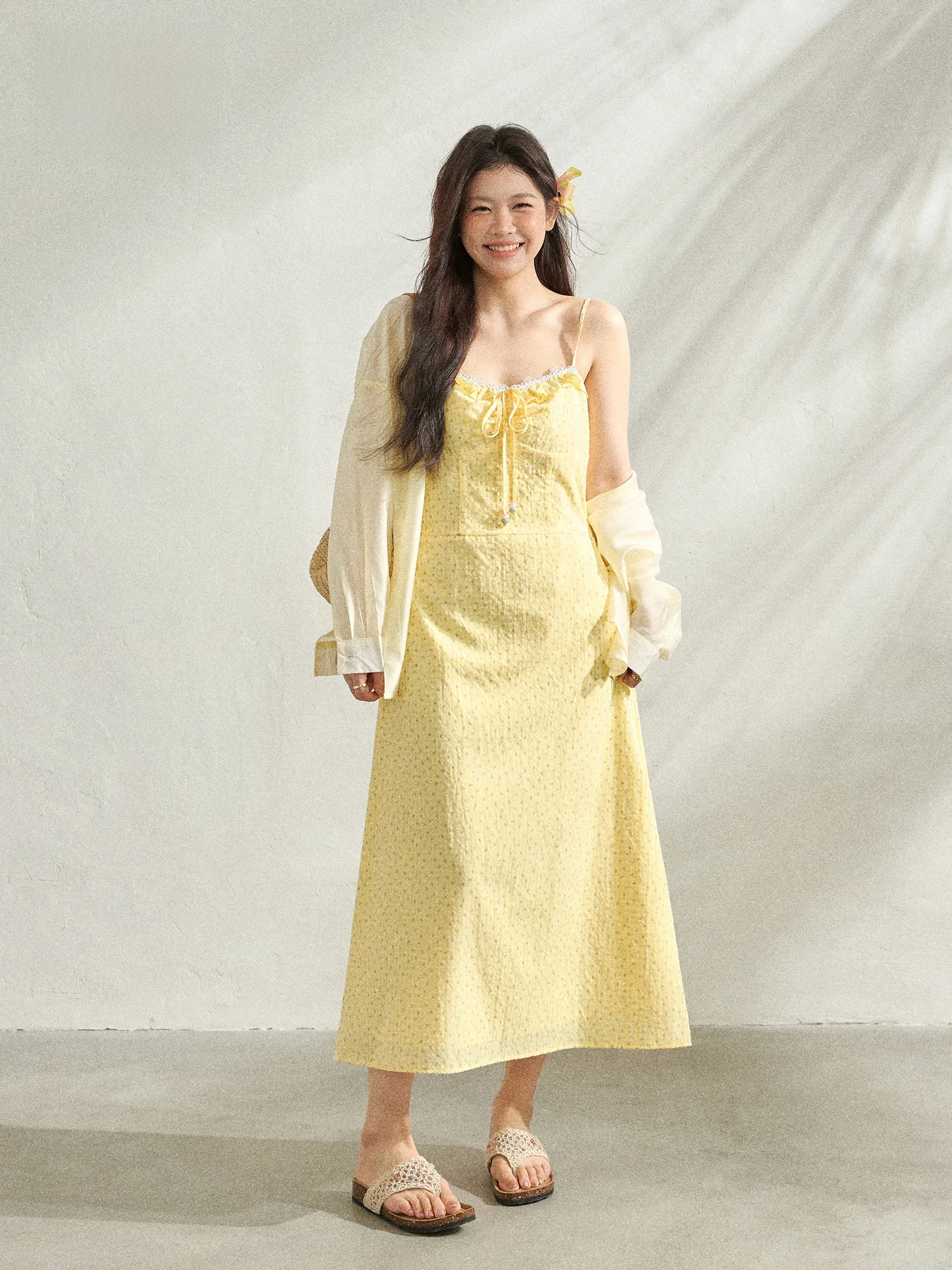 

Large Size Women's Country Style Floral Print Dress Long Sleeveless Gown with Zipper High Waist Artistic Slimming Effect