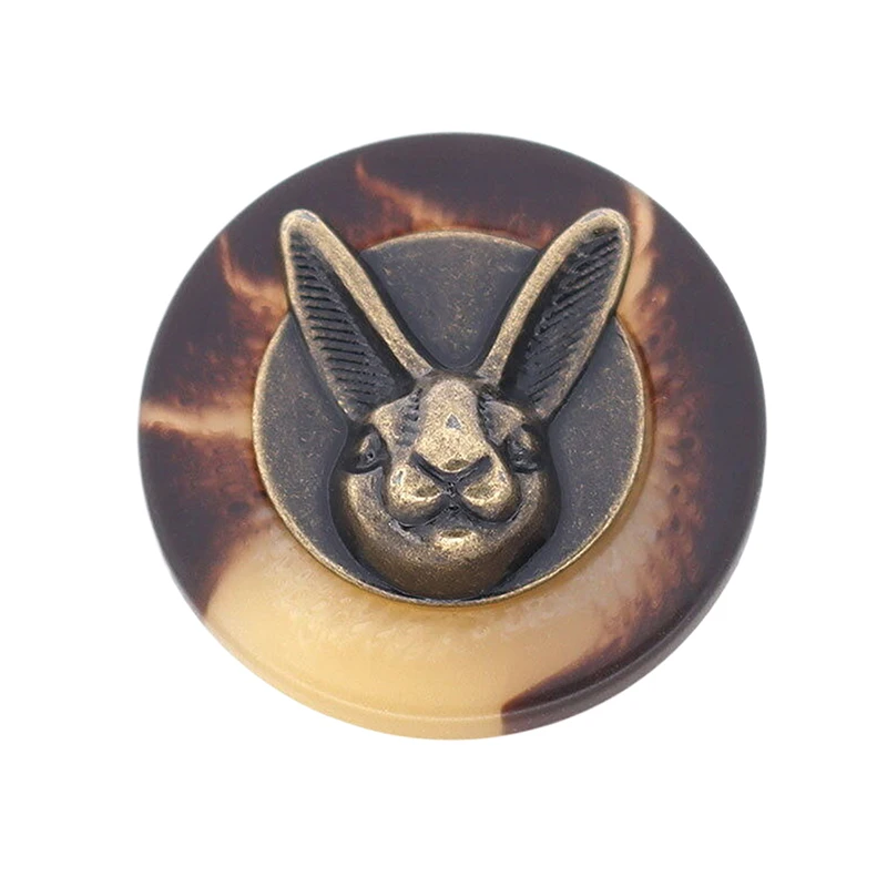 10 Stück 25mm Vintage-Kupfer-Kaninchenkopf-Dekorationsknöpfe für Kleidung, Hüte und Rucksäcke, Näharbeiten und Textildekoration – Detail 9