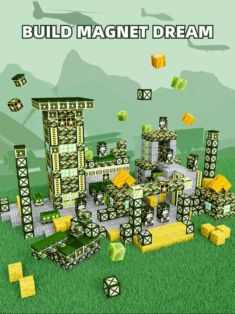 لعبة ألغاز ذات طابع عسكري للأولاد والبنات من سن 3 إلى 6 سنوات، لعبة مكعبات بناء مغناطيسية تعليمية للأطفال