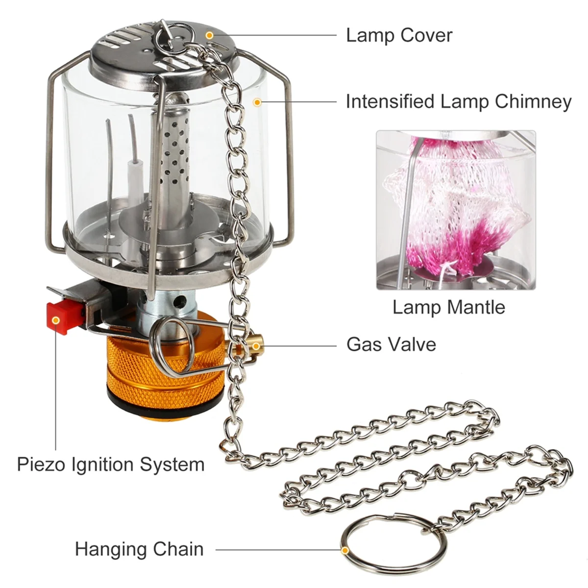 Outdoor Camping โคมไฟแก๊ส Piezo IGNITION แบบพกพา Mini Gas เต็นท์โคมไฟ Camping อุปกรณ์ทําอาหาร AccessoriesT98C