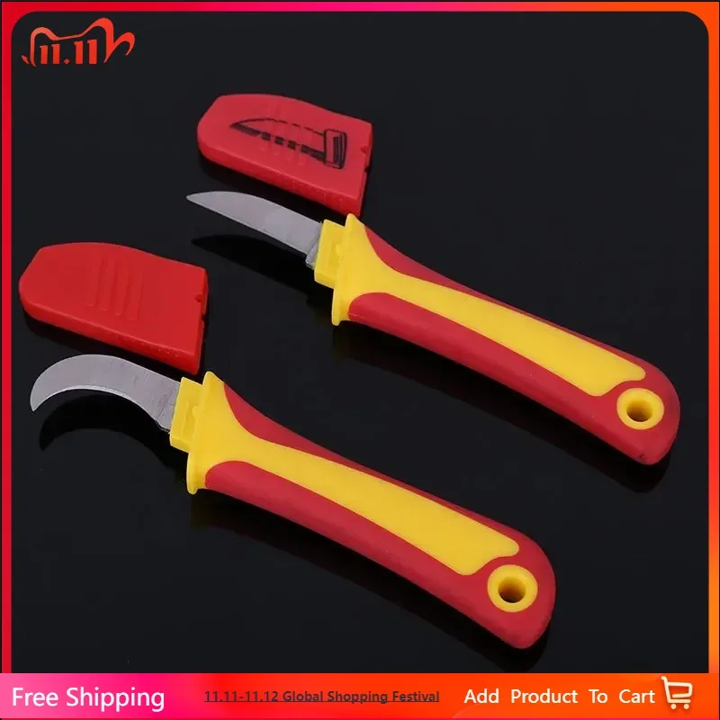 

Electrician Knife Insulated Cable Stripping Snips Straight Curved Hook Fixed Blade Wire Stripper Peeling Hand Tool