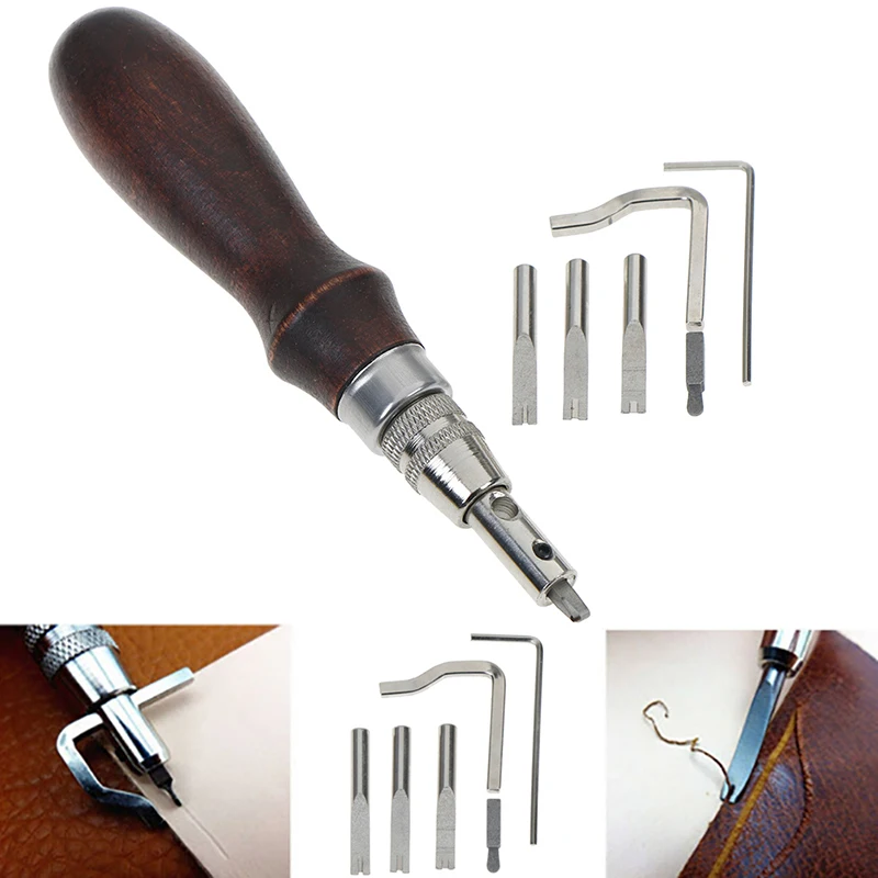 متعددة الأغراض الجلود ورقة القماش الحرفية أداة مجموعة ، حافة الضغط قطع غروفر ، DIY بها بنفسك اليد خياطة الخياطة ، 7 في 1 #1