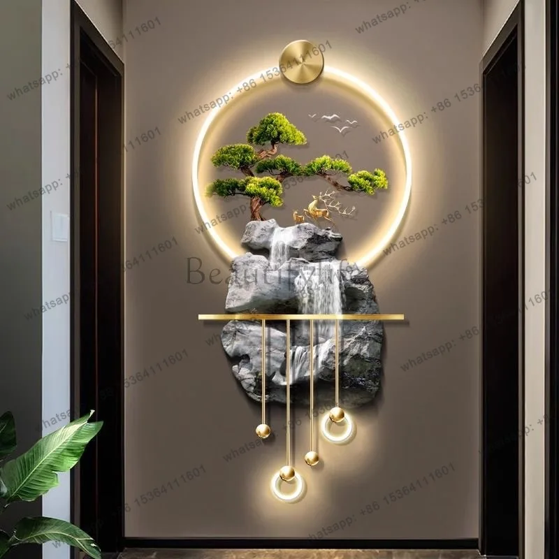 Landscape entrance decorative painting new Chinese aisle hanging painting high-end three-dimensional light