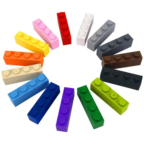 60PCS 대량 빌딩 블록 두꺼운 피규어 벽돌 1x4 도트 교육 크리 에이 티브 크기 어린이를위한 브랜드 장난감과 호환 가능 3010