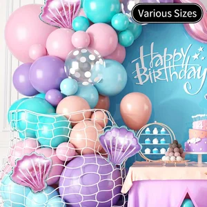 Denizkızı Balon Kemer Seti, Pembe, Mor, mavi, Turuncu ve Mavi Nokta Balon, Okyanus Teması, Prenses Doğum Günü, Parti Dekorasyonu, 127 adet Partinin en iyi 10 satışı-pembe ve turuncu no. 2