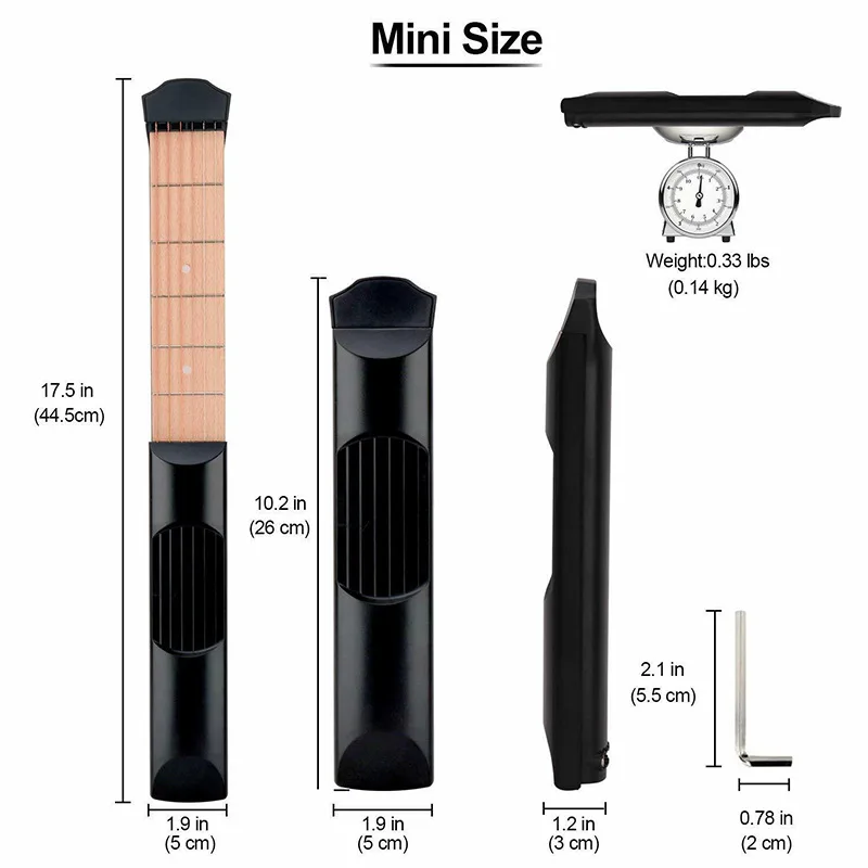 Portable Guitar Practice Tool Sixth Fret Strings Chord Beginner Study Enhance Finger Flexibility Black Mini Music Assistant