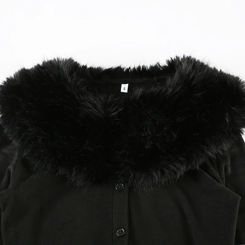 New Fur Stitching Collar Short Design Cardigan Women High Fashion   Buttons Up Sweater Knitwear Winter Spring