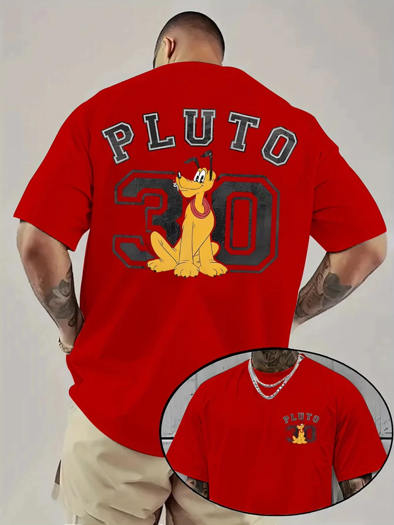 ديزني بلوتو تي شيرت مطبوع الرجال موضة الاتجاه الأعلى للرجال والنساء جميع المواسم القطن طاقم الرقبة قصيرة الأكمام