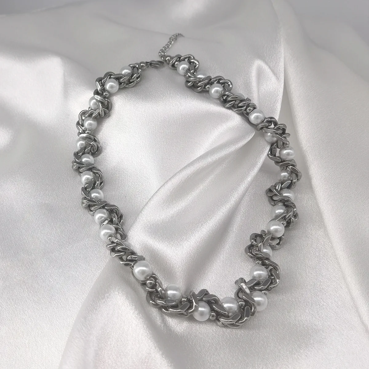 Imitation Perle Achat Perlen Halsketten Kubanische Kette Edelstahl Männer Frauen Personalisierte High-end-Halskette Mode Schmuck – Detail 4