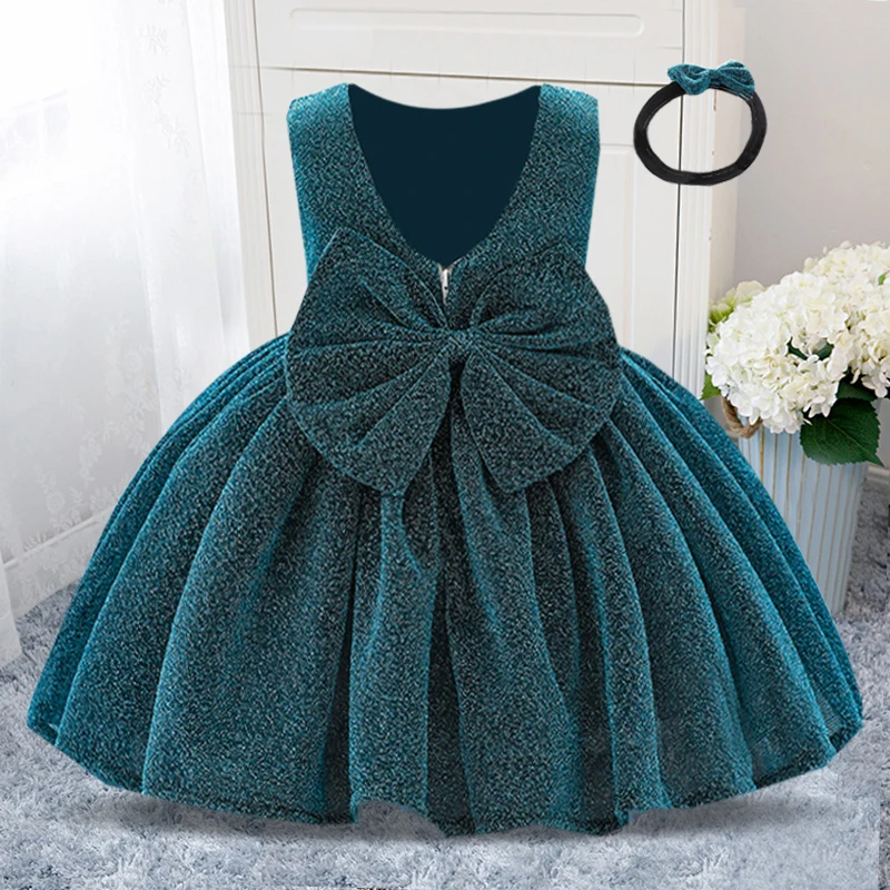 Summer  Elegant Sequin 1st Birthday Dress Toddler Girl Clothes For Kids Clothing Baptism Princess Party Costume Backless Prom