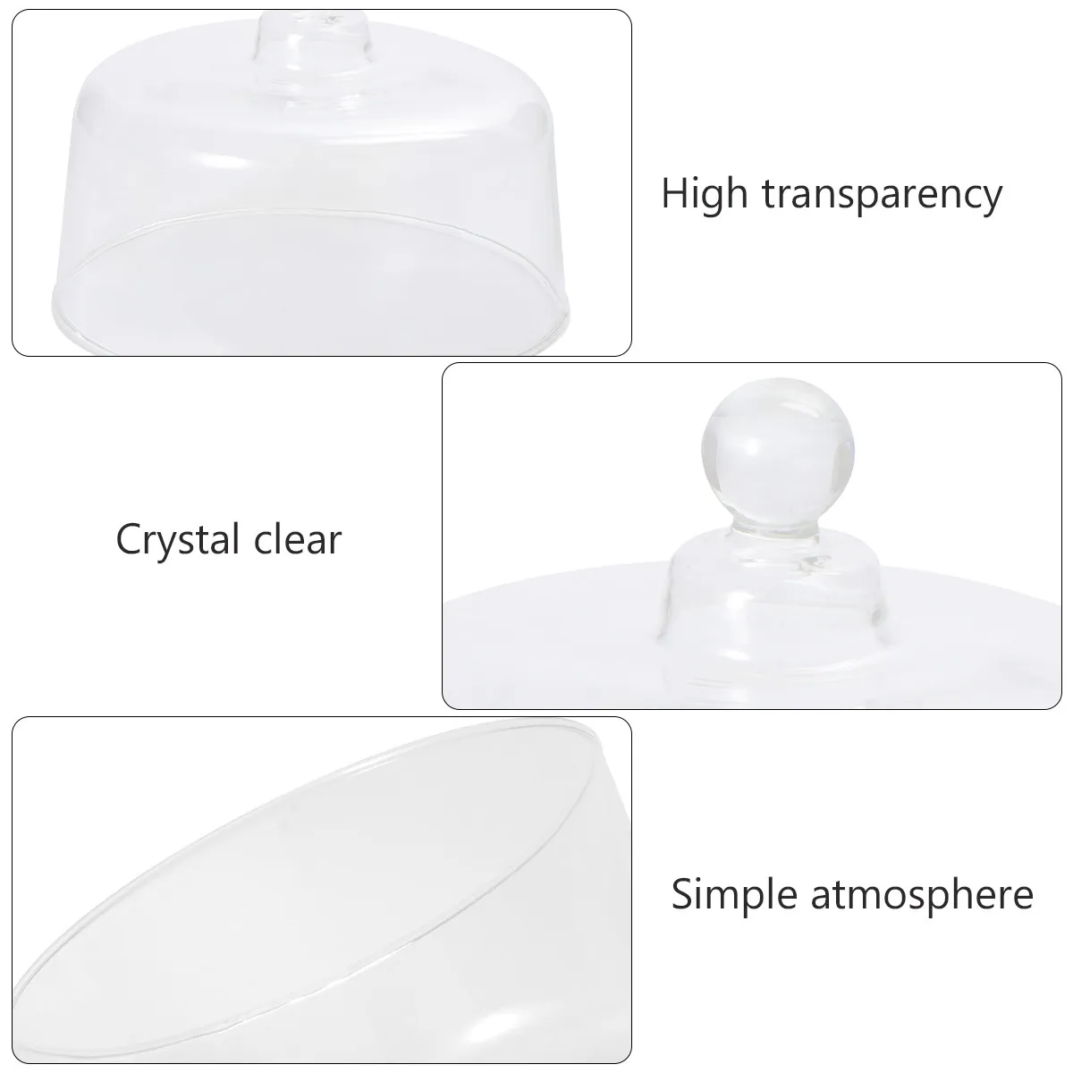 

1Pcs Dust Cover Glass Dome Cake Display Lead-Free Transparent Food Cover for Dessert Fruit Fruit Protection Glass Shield