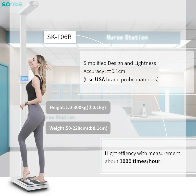 Ultrasone Rs232 Body Bmi Machine Met Printer Muntautomaat Weging En Hoogteschaal