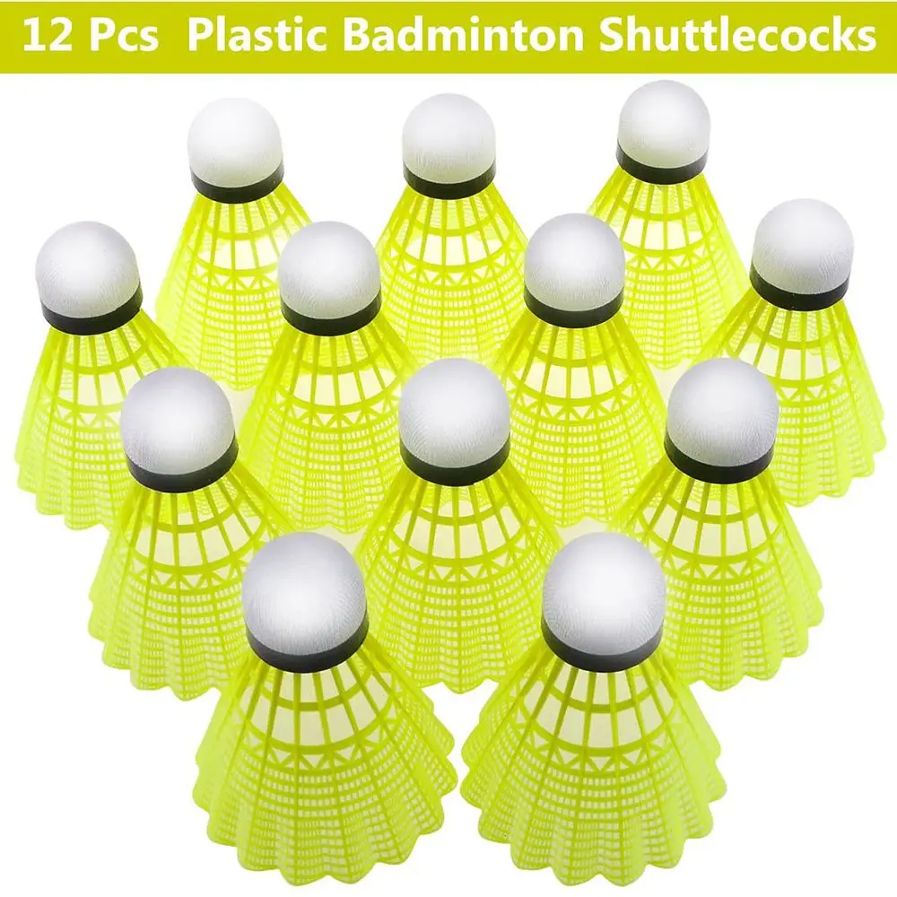 12 Volantes De Bádminton De Nailon – Amarillos Brillantes, Duraderos Y Con Punta De Burbuja Para Entrenamiento Y Juego Recreativo