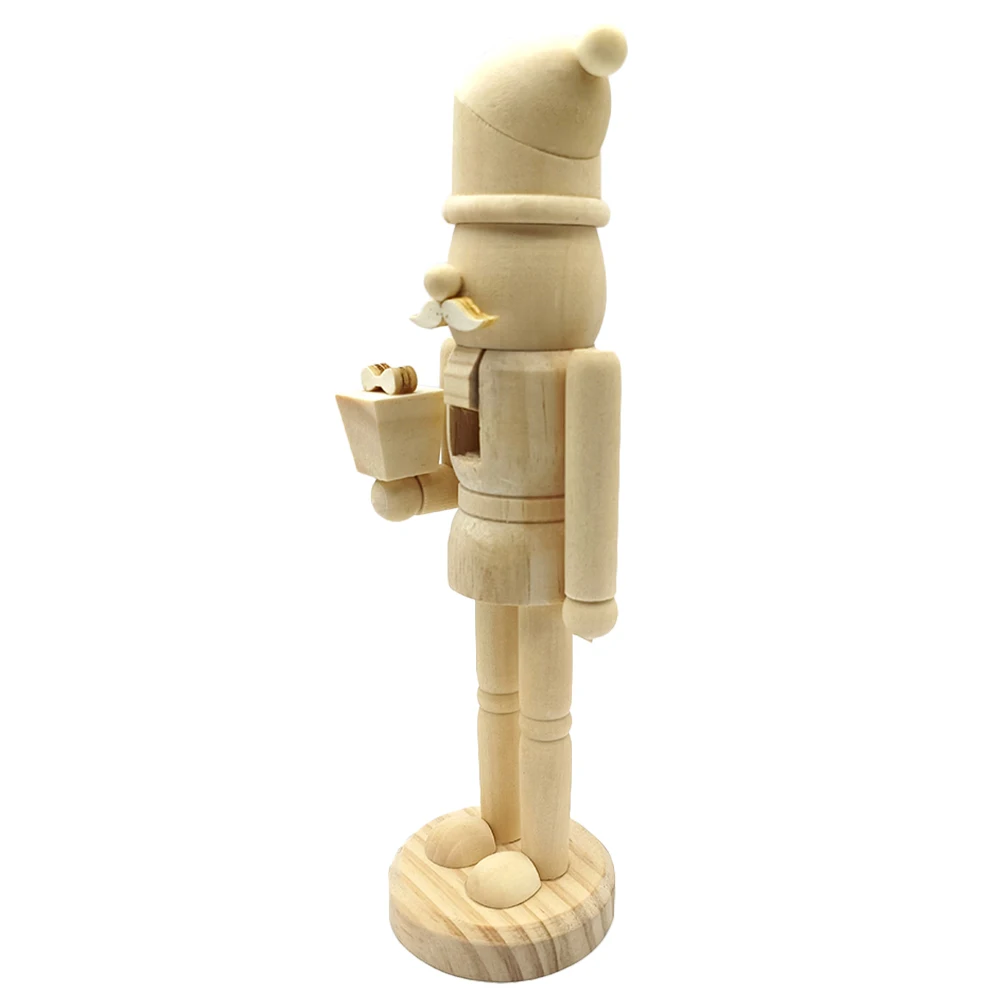 

Unfinished Wooden Nutcracker Soldier Ornament Paintable Christmas Puppet for Holiday Decorations