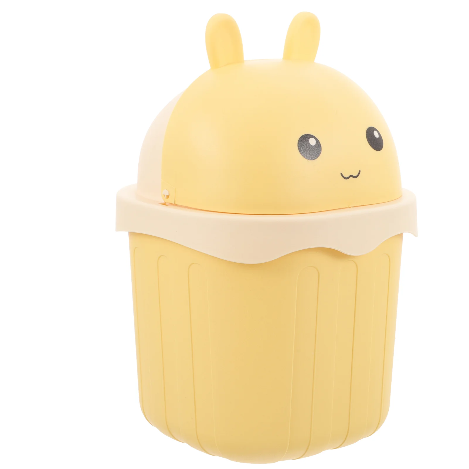 Garbage Container Cute Trash Can with Lid Car Bin Small Countertop Yellow Mini Desk Office