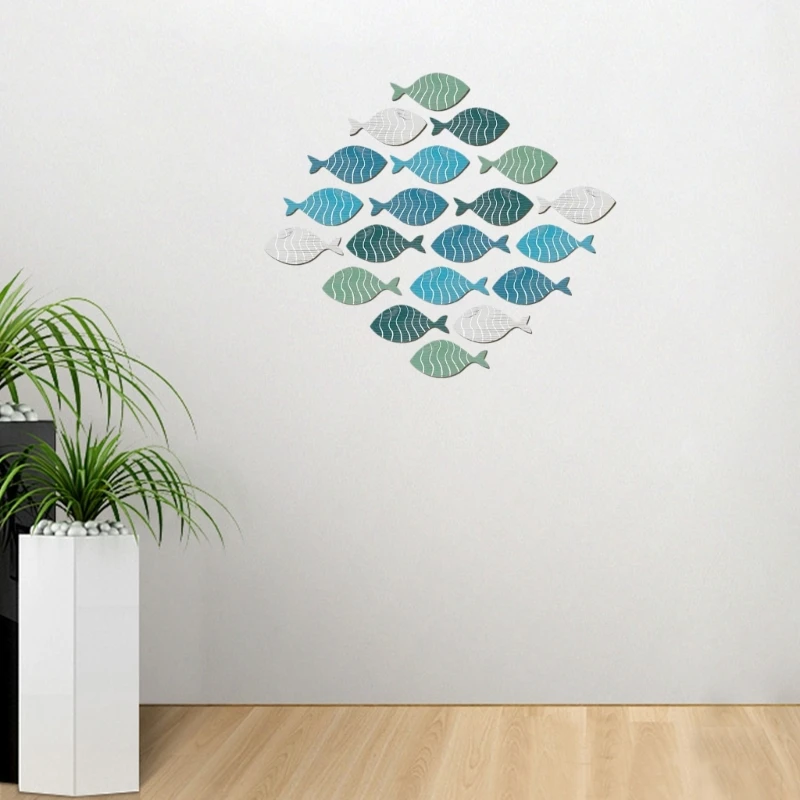 20Pcs Beach Theme Wall Hangings Fish Pendants Home Lake House Decorations B03D