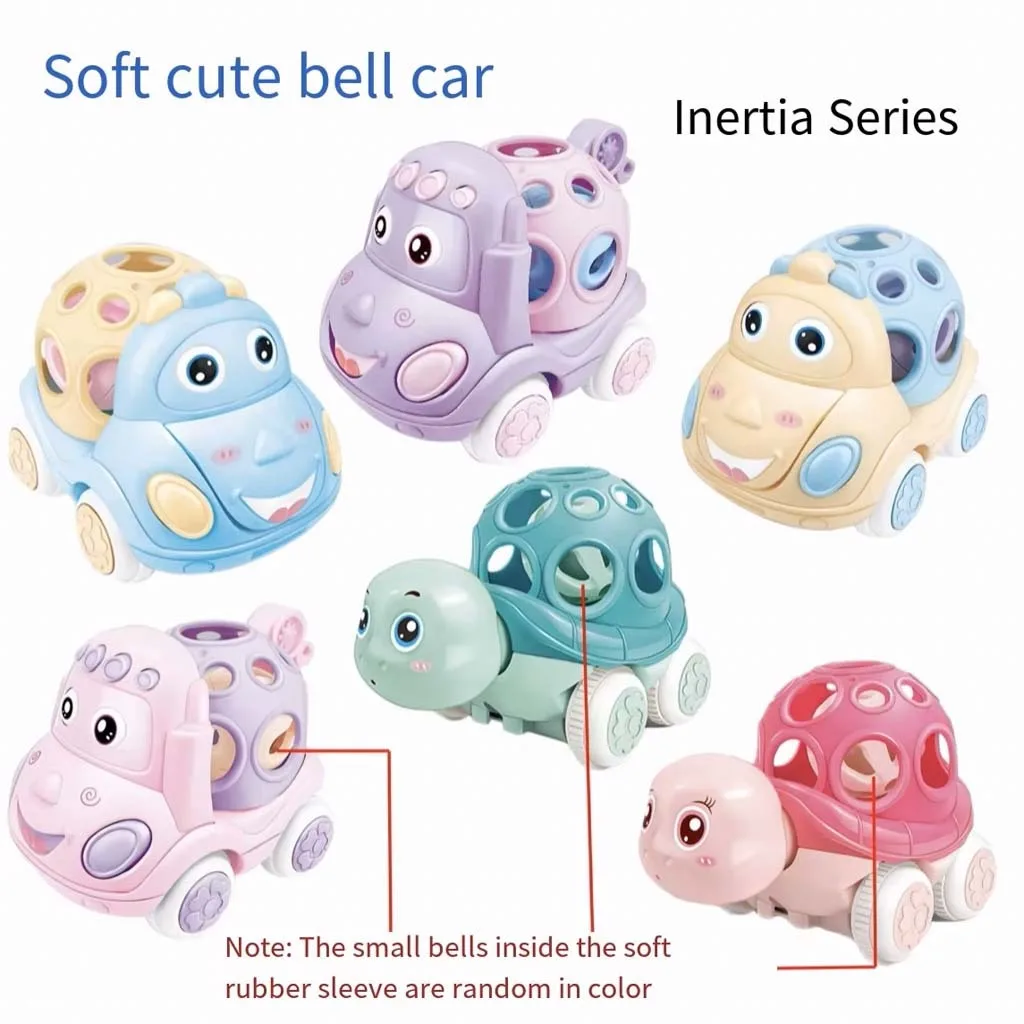 Baby Toy Car Rattle Roll Cars for Toddler 1-3 Press and Go Car Friction Powered Truck Soft Rattles for Babies Girl Birthday Gift