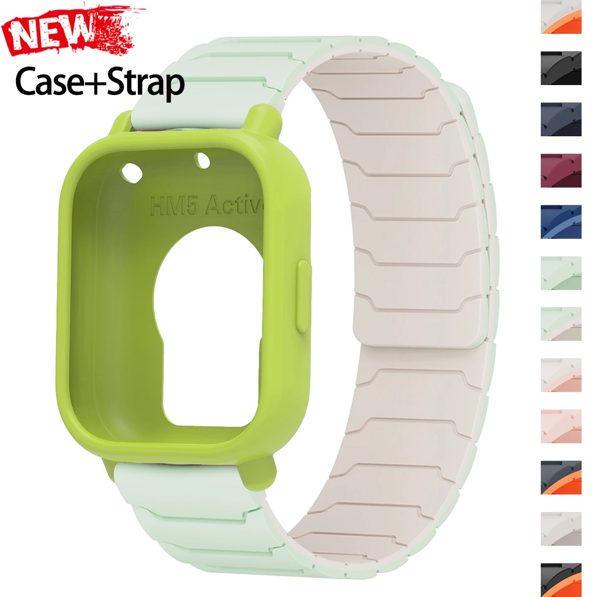 Silikonhülle + Armband für Redmi Watch 5 Active/Lite Zweifarbige Magnetband-Schutzhülle für Redmi Watch 5 Lite Sportarmband