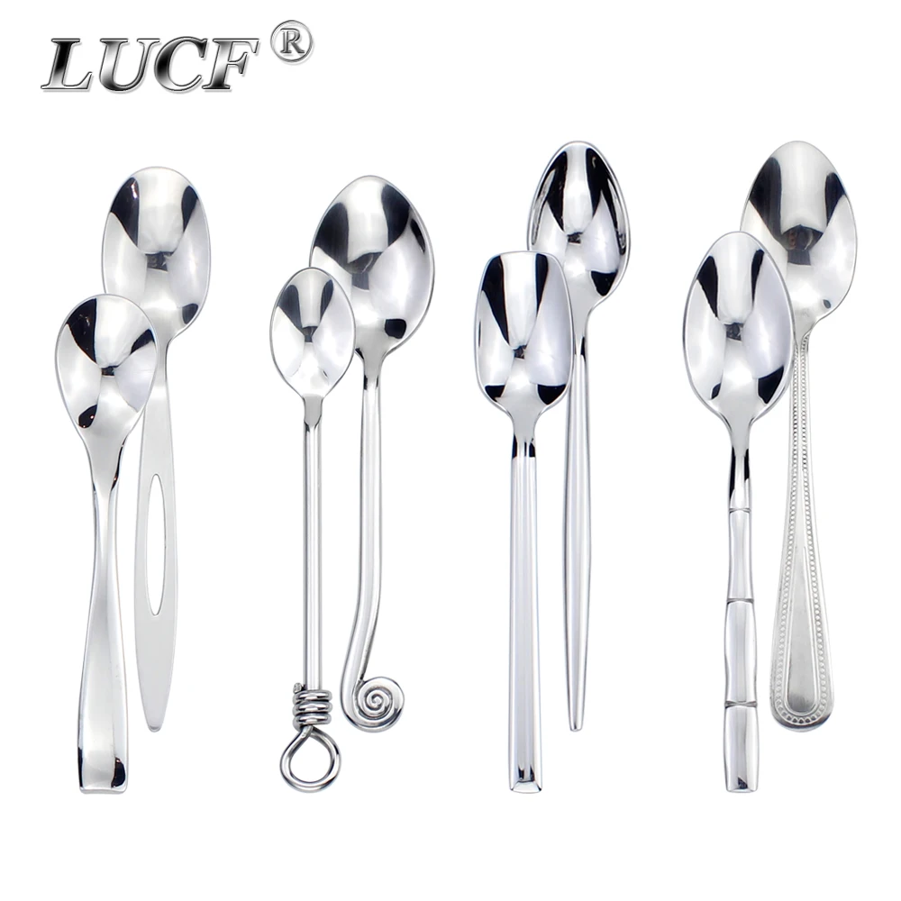 

Popular Elegant Tea Spoons Dessert Spoons Stainless Steel Mirror Polish Flavour Spoon Stirring Scoops Handy Utensils Silverware