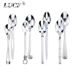 Popular Elegant Tea Spoons Dessert Spoons Stainless Steel Mirror Polish Flavour Spoon Stirring Scoops Handy Utensils Silverware