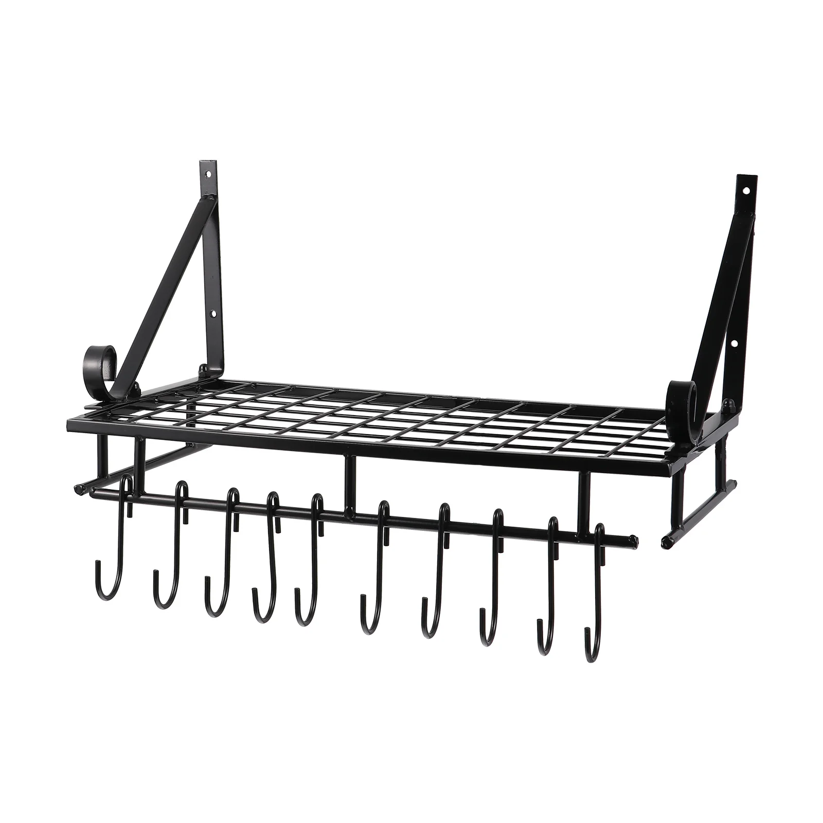 

1Pcs Wall Mounted Pot Rack Multifunctional Kitchen Storage Shelf Sturdy Iron Organizer for Dining Room Home Decor