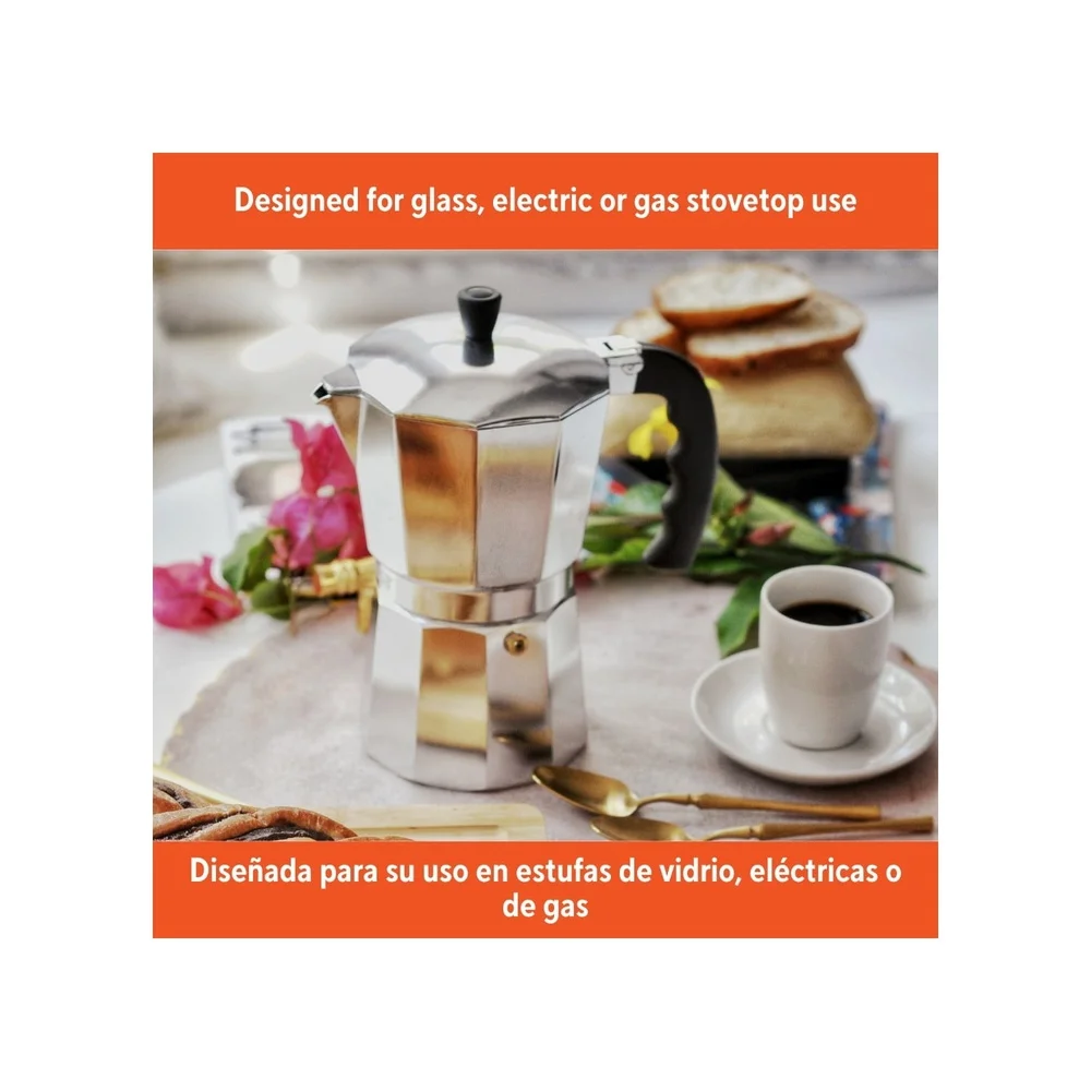 ماكينة صنع القهوة بموقد من الألومنيوم المصبوب 9 أكواب، تصميم أنيق متين، كابتشينوس إسبريسو مثالي للاستخدام اليومي للمطبخ