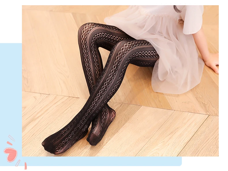 Kinder geometrie Spitze Mesh Strümpfe aushöhlen atmungsaktive nicht schwüle Strumpfhosen Mode niedlichen Boden süße Prinzessin Mädchen Strumpfhosen – Detail 9