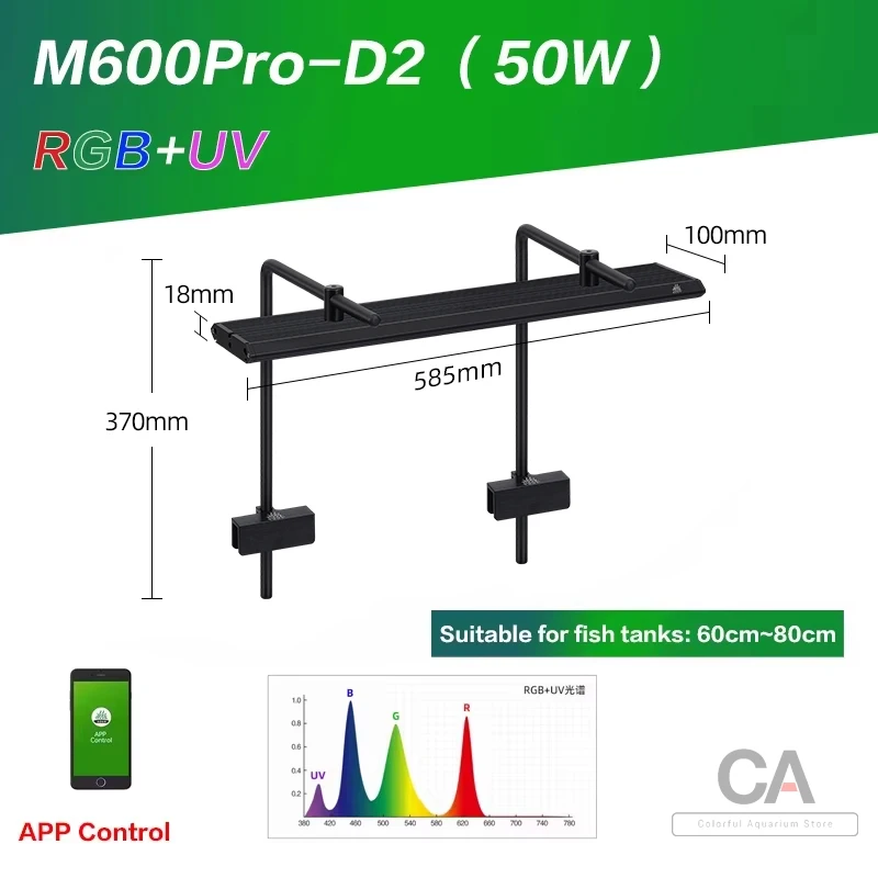 WEEK AQUA LED Mシリーズ RGB+UV水槽ライト、ナノ水槽ライト、サイクル