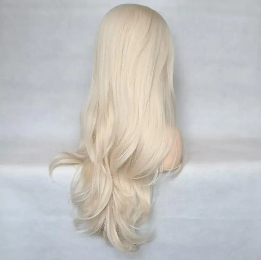 Cabelo sintético resistente ao calor ondulado longo, Halloween Costume Perucas, Bleach Blonde