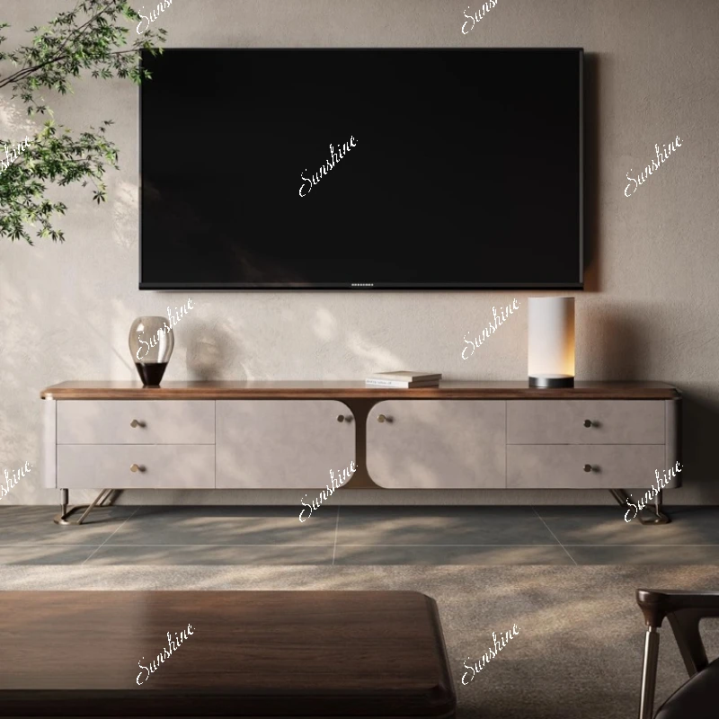 

Solid wood living room TV cabinet coffee table combination design, light luxury, simple and modern