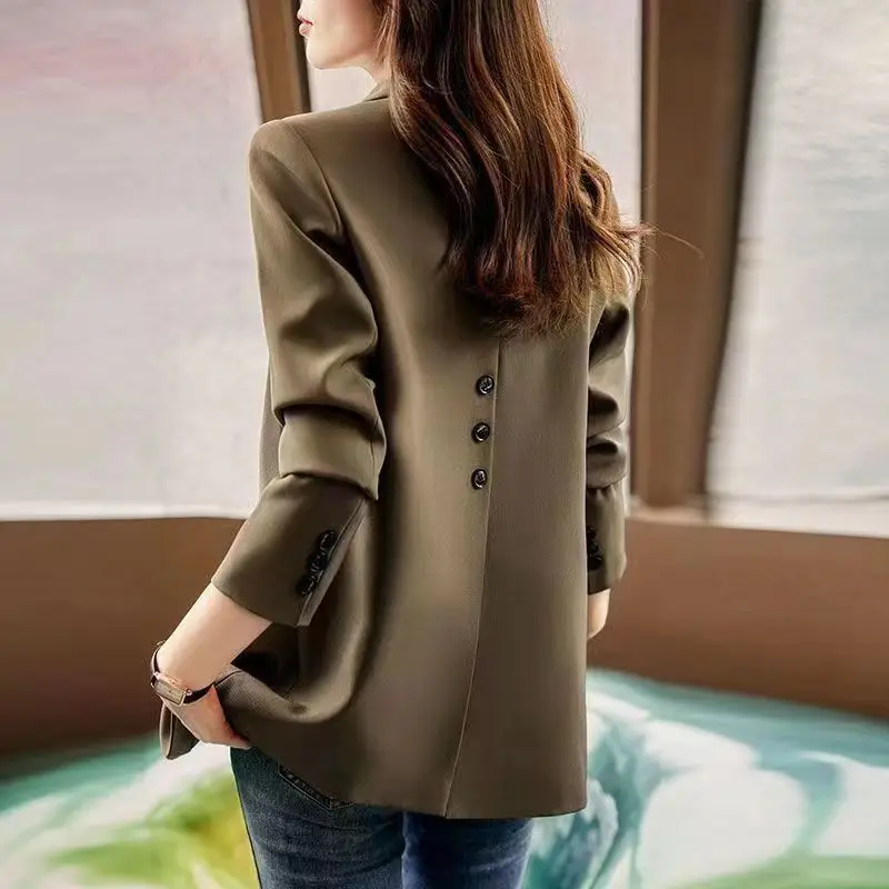 Blazer Oversize Women Women'S Summer Suit Sensible High-Grade Lock Champagne Famale Double-Row Trends Collars Transparent