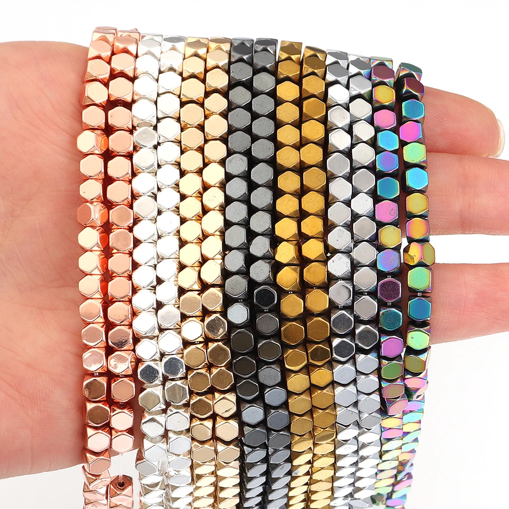 4mm Natürliche Facettierte Hämatit Stein Perlen Bunte Lose Spacer Perlen Für Schmuck Machen DIY Handwerk Halskette Armband Zubehör