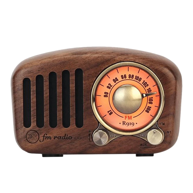 

R919 Retro Radio Bluetooth Speaker, FM Radio with Old Fashioned Classic Style, Bluetooth, TF Card Slot,Walnut Wood