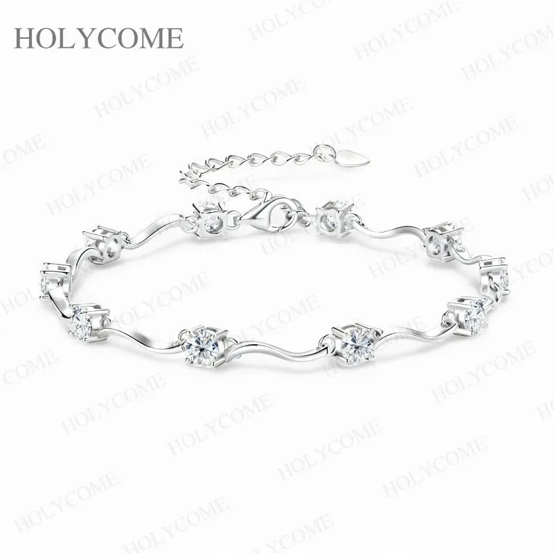 4mm Moissanit Armband im Banddesign mit Zertifikat für Damen 925 Sterling Silber Kettenarmband Luxus Modeschmuck – Detail 8