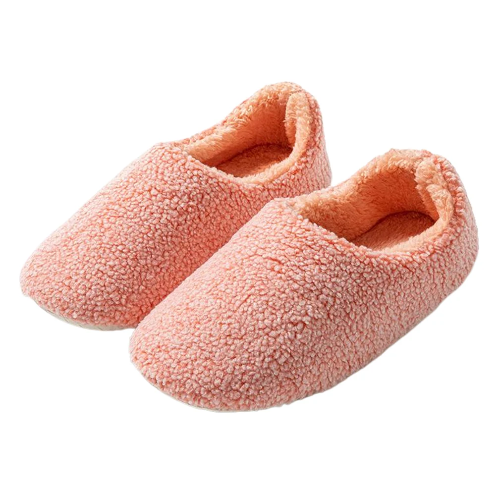 Women Plush Slippers Bedroom House Shoes Comfortable Closed Back Indoor Slippers Fuzzy Home Slippers for Autumn Winter