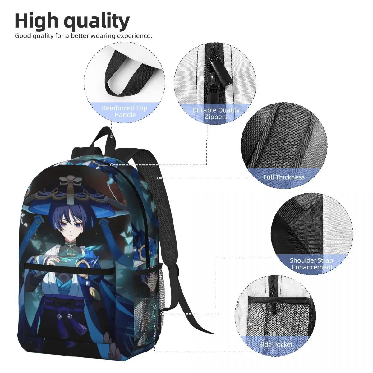 Scaramouche And Wanderer Game Backpack Boys Girls BookBag Kids School Bag Computer Shoulder Bags for Men Women