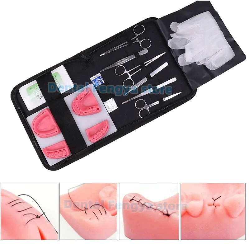 18Pcs/Set Dental Simulation Oral Suture Model Oral Suture Practice Tools & Instruments Kit Intraoral Suture Practice Model