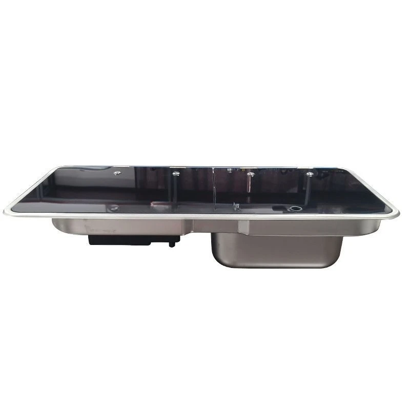 

With induction cooker, camper car stainless steel flip sink RV universal multi-functional concealed vegetable basin